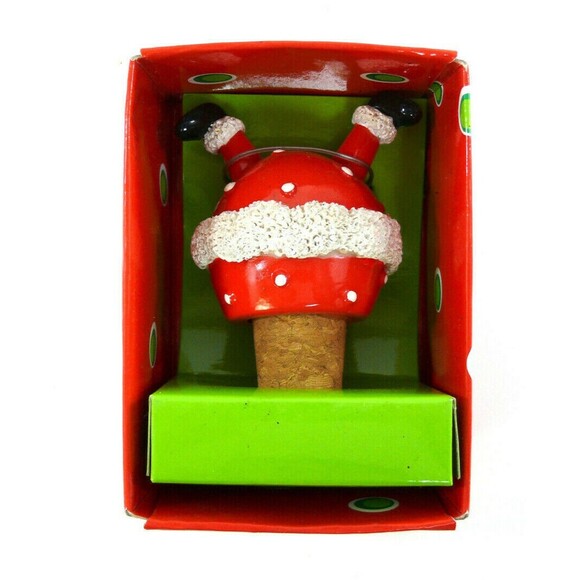 NEW Mud Pie brand upside down SANTA Bottle cork Wine Stopper christmas - Picture 1 of 4